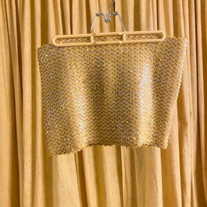 Cream nude iridescent sequin tube top!